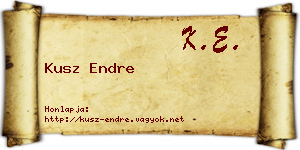 Kusz Endre névjegykártya